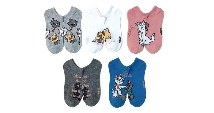 Disney Aristocats Polyester No-Show Socks 5-Pack