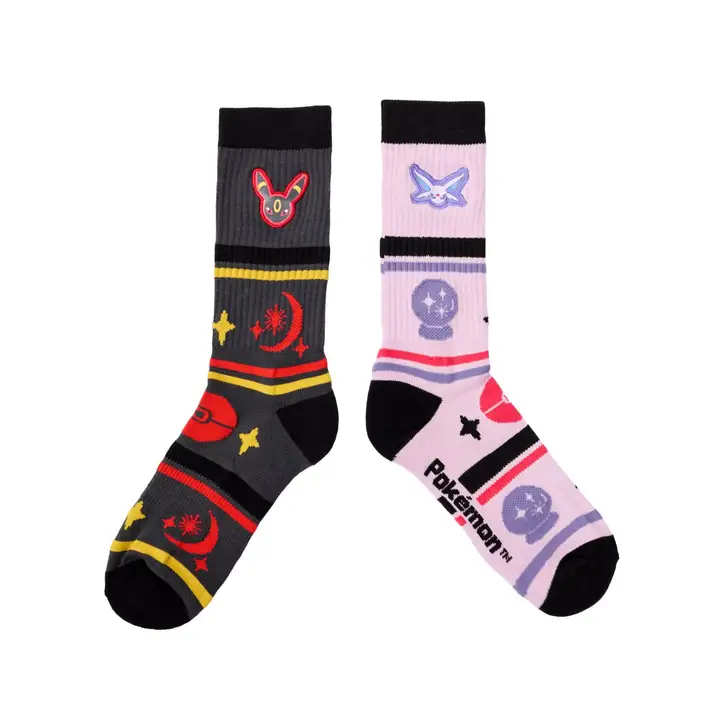 Pokemon Espeon And Umbreon Mismatch Patch Crew Socks Exclusivité Le Repère du Geek